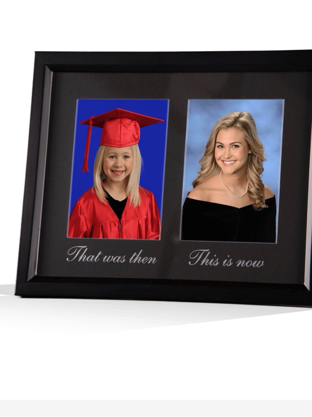 Black Double Picture Frame with 'That was then This is now' Mat